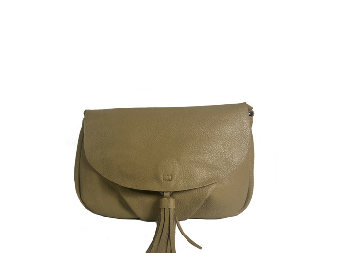 Farfouillette Sac Porté Travers A Rabat Et Pompon 3 Compartiments Sable