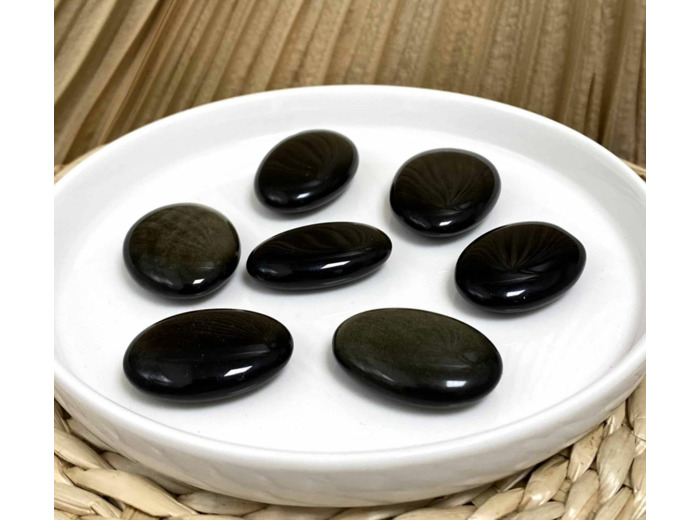 Galet Obsidienne Doré