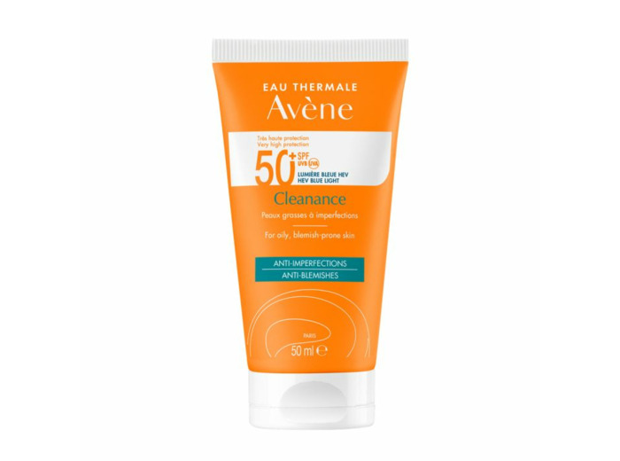 Crème Solaire SPF50+ UVB UVA Lumière Bleue HEV 50ml Cleanance Peaux grasses à imperfections Avène