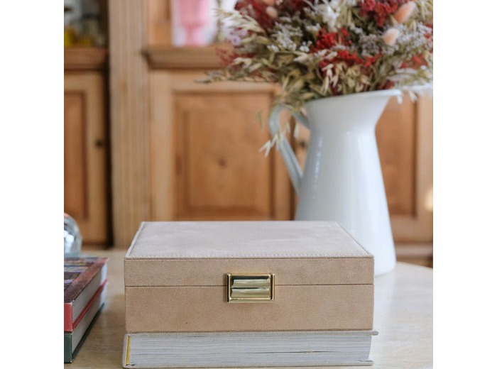 Maison Scarlett Anne Boite A Bijoux En Velours Beige
