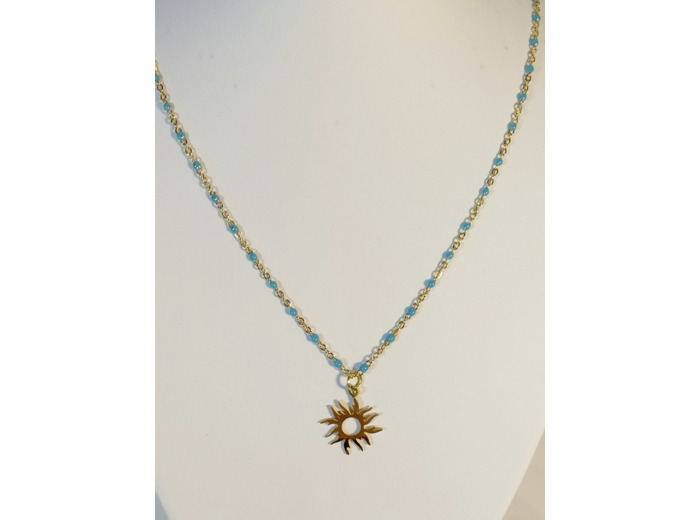 Pendentif soleil/doré/turquoise