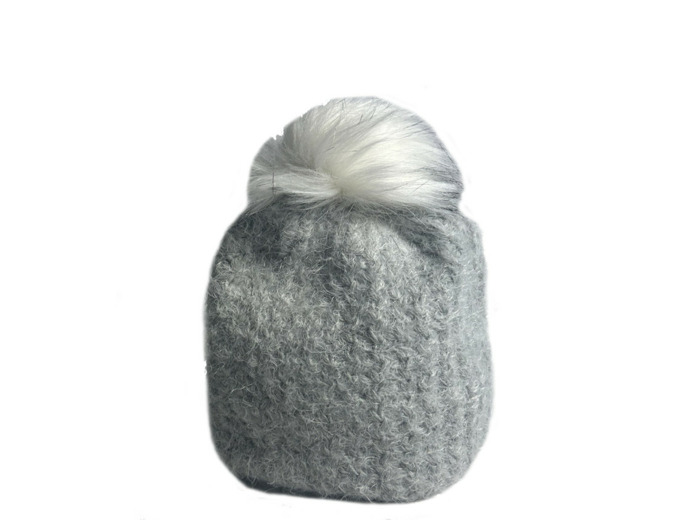 Fonem Douceur Polaire Bonnet Avec Pompon Grey