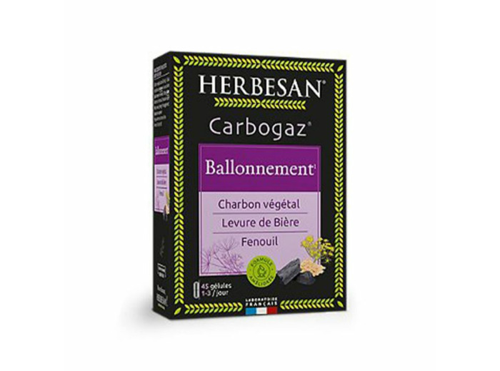 Carbogaz Ballonnement Charbon Vegetal x45 gélules Herbesan