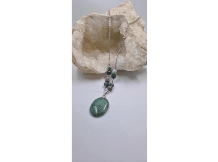 Collier chrysocolle malachite jaspe olpa1926