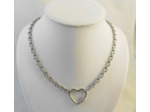 Collier grosse chaîne fermoir cœur Zirconium