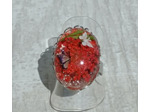 Bague résine ovale argenté fleur rouge #12
