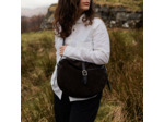 Bleu de Chauffe Sac Musette Demi Lune Margot Cuir Velours Marron Fonce