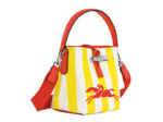 Longchamp Roseau brodé Sac seau XS jaune blanc