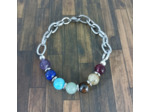 Bracelet 7 chakras chaîne gros maillons argenté