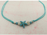Tour de cou turquoise/nacre argenté étoile de mer