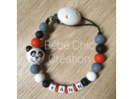 Attache sucette prénom personnalise en Silicone, panda