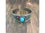 Bracelet ouvert en pierre naturelle et argent Antique rouge bleu