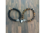 Bracelets couple Œil de tigre/onyx