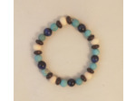 Bracelet bois / coco / œil de tigre bleu / turquoise