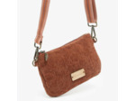 Woomen Lotier Sac bandoulière velours alvéolé Terracotta