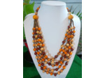 Collier Esméralda beige-marron-orange en ivoire végétal