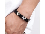 Bracelet tendance en cuir véritable noir 12