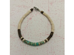Bracelet homme pierres naturelle heishi bleu cyan marbré/œil de tigre/greige