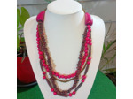 Collier Sonia marron-rose en ivoire végétal