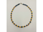 Collier hématite/jade orange argenté