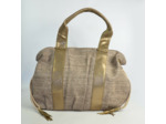 Mila Louise Prudy CM Cabas Toile De Jute et Cuir Bronze