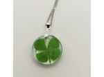 Pendentif résine trèfle à 4 feuilles/argenté #2