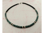Collier homme ou femme heishi turquoise vert/noir/greige