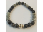Bracelet labradorite tête de mort howlite blanche