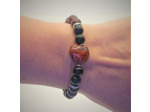Bracelet Jaspe rouge/Obsidienne cœur