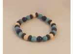 Bracelet bois / coco / œil de tigre bleu / turquoise