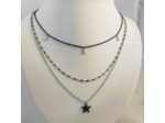 Multi-chaînes argenté/noir, étoiles