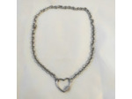 Collier grosse chaîne fermoir cœur Zirconium