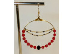 B.O.  chaîne perles facettées rouge/noir/doré