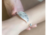 Bracelet en argent ajustable en forme de feuille ouverte