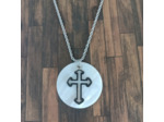 Collier nacre et croix en acier inoxydable