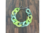 Bracelet gros maillons tons vert argenté 22mm