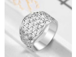 Bague en acier inoxydable fleur de vie argenté