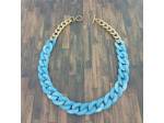 Collier gros maillons bleu ciel/doré