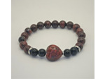Bracelet Jaspe rouge/Obsidienne cœur