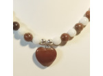 Collier en Jaspe rouge/Agathe blanche cœur