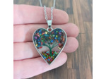 Pendentif arbre de vie résine/pierres naturelles cœur 5