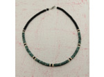 Collier homme ou femme heishi turquoise vert/noir/greige