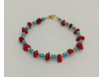 Bracelet doré/corail rouge/turquoise 1