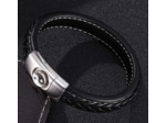 Bracelet en cuir véritable Ying Yang pour hommes