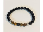 Bracelet tourmaline/agate noire/œil de tigre