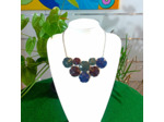 Collier Vivalda tons bleu-vert-pourpre en ivoire végétal