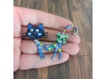 Broche chat bleu