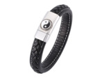 Bracelet en cuir véritable Ying Yang pour hommes