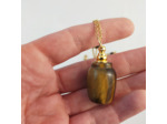 Collier bouteille de parfum œil de tigre/doré