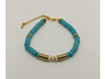 Bracelet turquoise/turquoise blanc/hématite doré